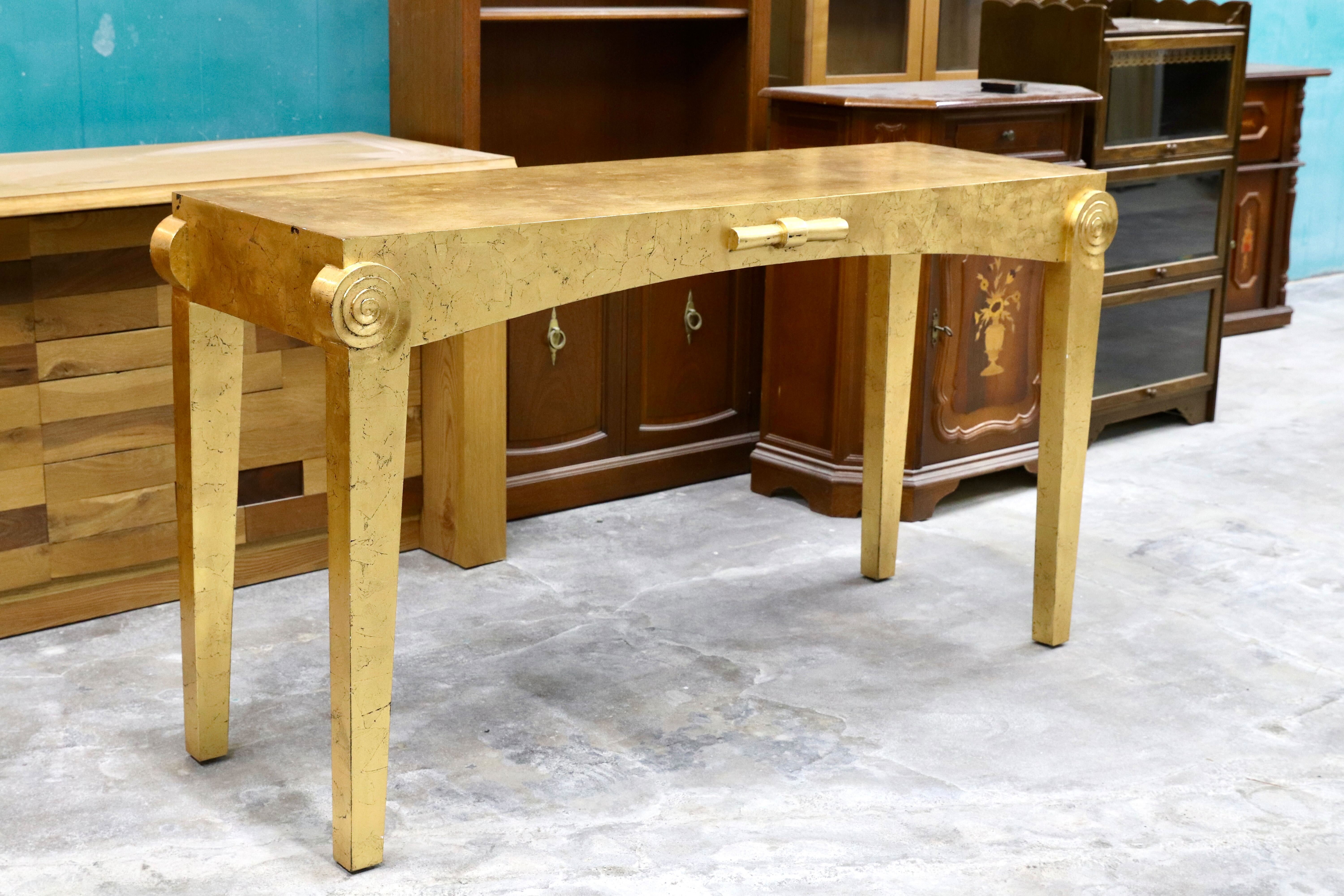 GMHN357○ゴールド クラシック エレガント コンソール テーブル 飾り台