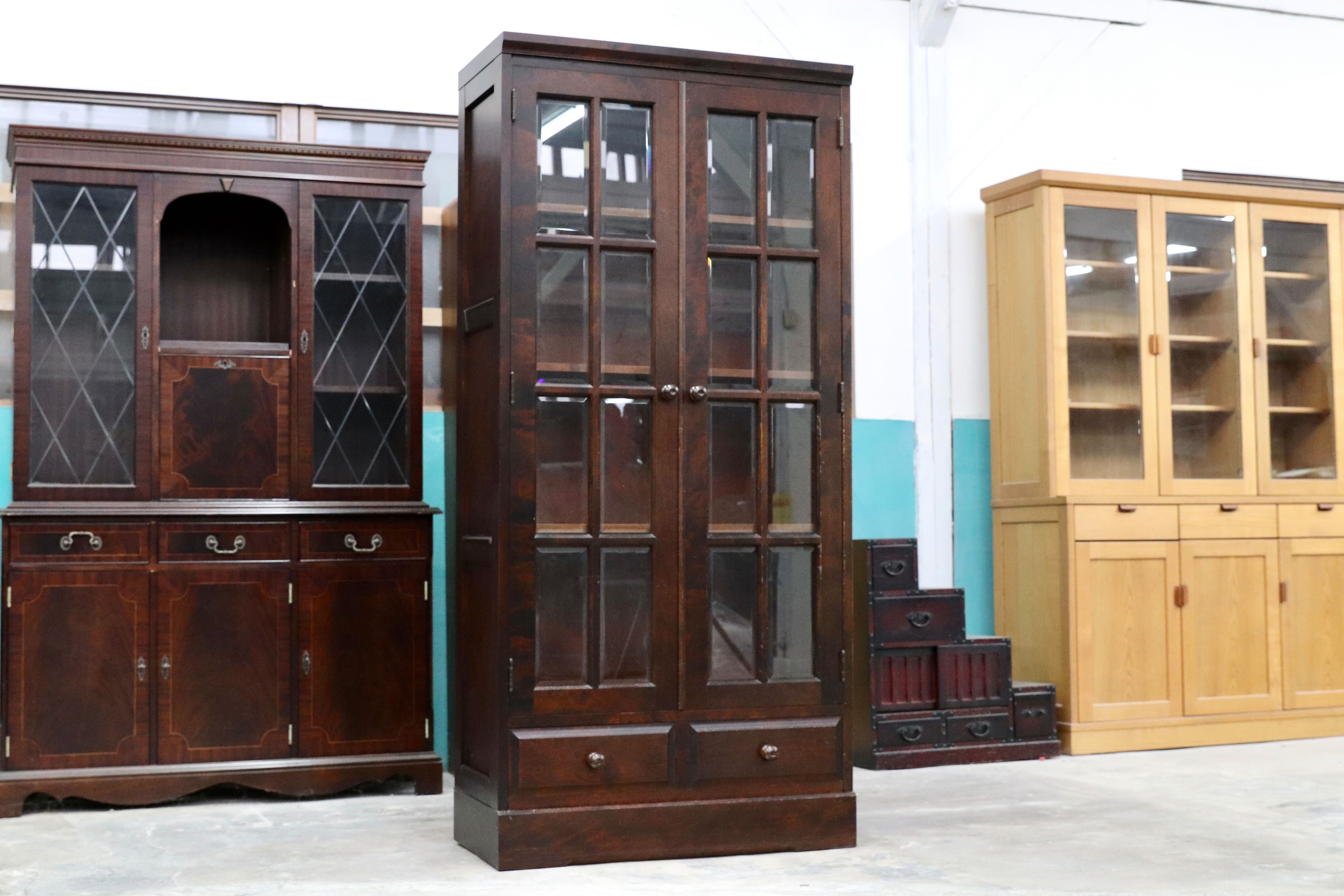 GMIS289A○北海道民芸家具 本棚 キャビネット 飾り棚 本箱 ブック