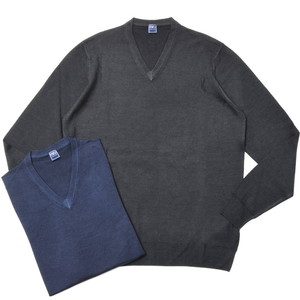 FEDELI（フェデーリ）ハイゲージウールソリッドVネックニット PULL.ML