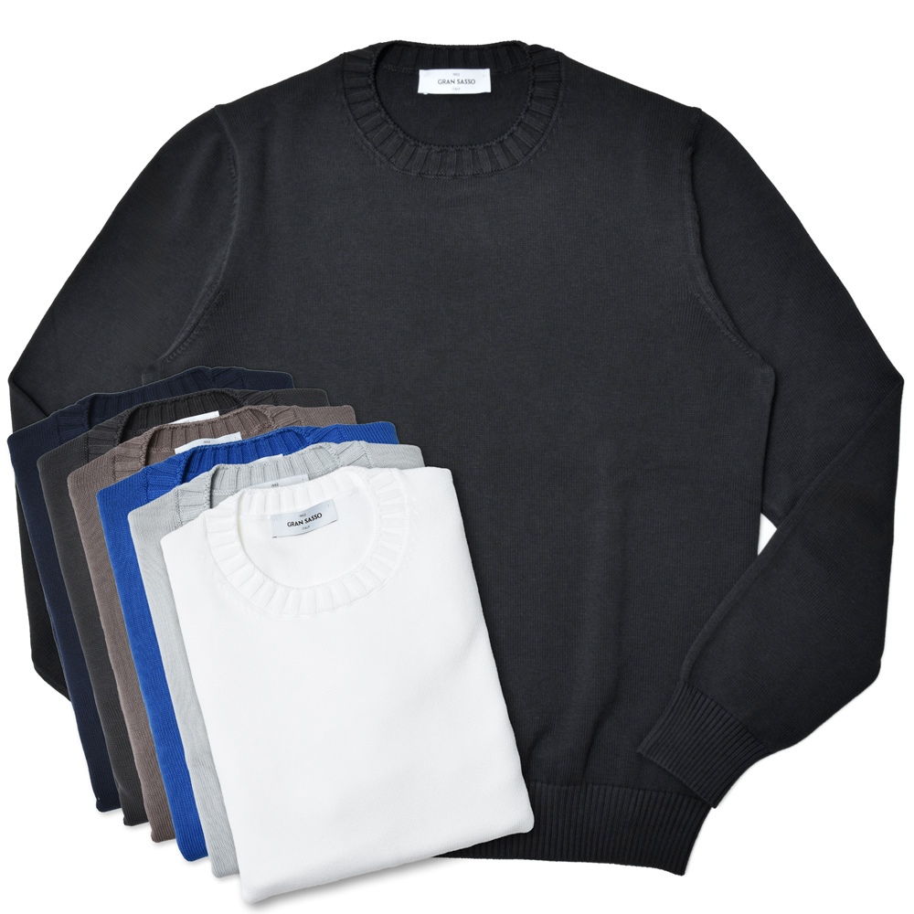 GRAN SASSO（グランサッソ）8ゲージソフトコットンクルーネックニット