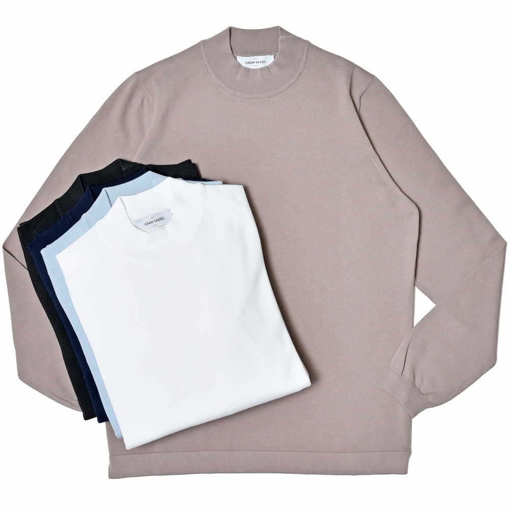 GRAN SASSO（グランサッソ）12ゲージソフトコットンモックネックニット