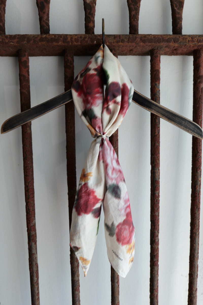 Scarf004. Scarf Loan Cloth Silk Cotton. Red Print. Collection 003