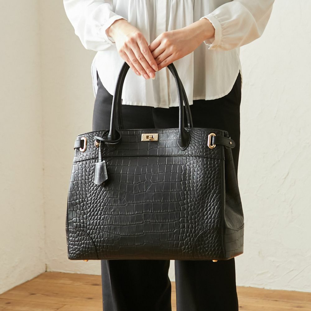 クロコ クラッシーアーバントートA4 収納 トートバッグ【濱野皮革工藝