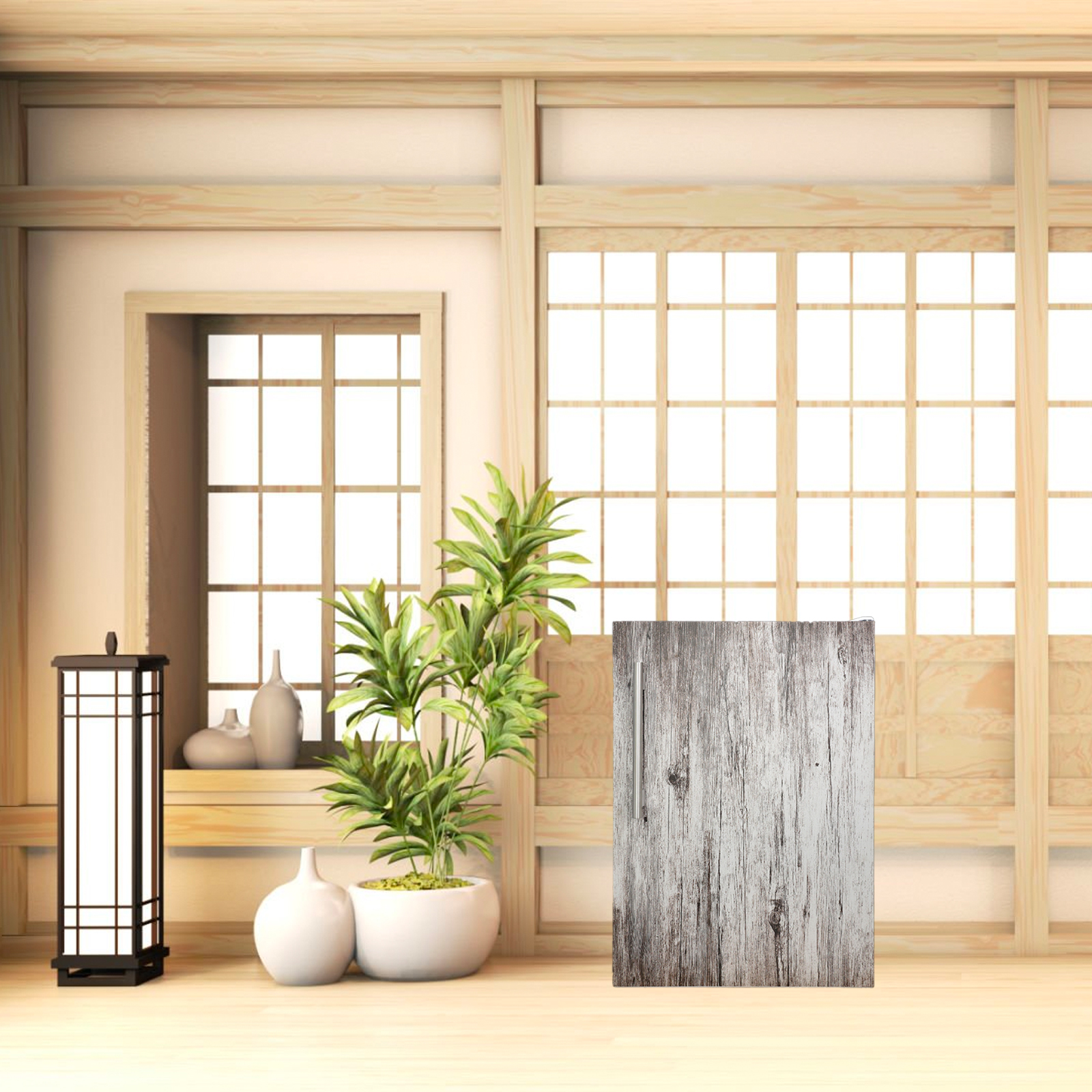 122L 直冷式 ワンドア冷蔵庫 グレーウッドxマットホワイト - Hanx株式会社