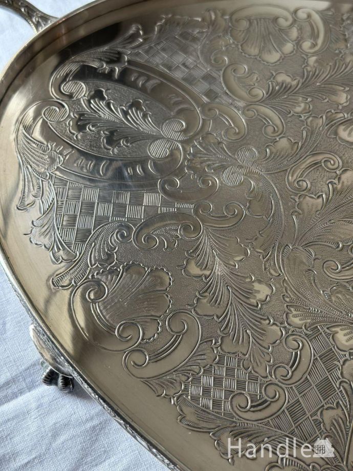 VINERSの美しいシルバープレートのギャラリートレイ、最高級