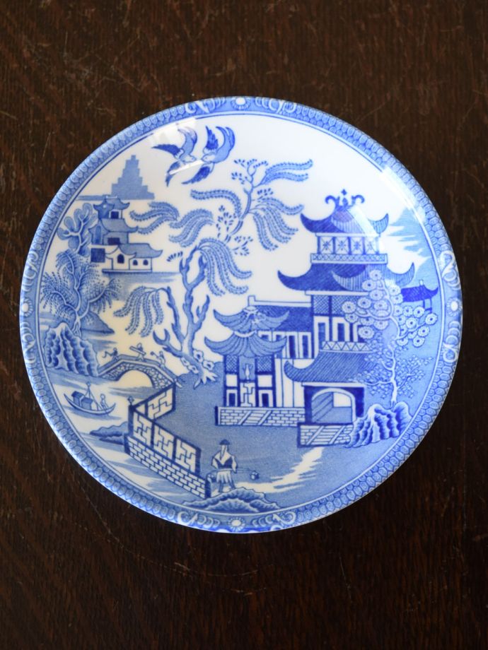 ブルーウイロウ柄 オランダ鉢(皿) 幕末から明治の輸入 ブルーウィロー