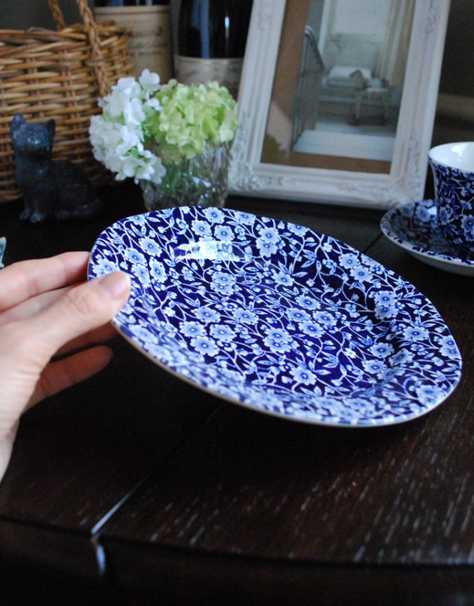 英国バーレイ社の食器、ブルーキャリコのプレートS 19cm(n1-247