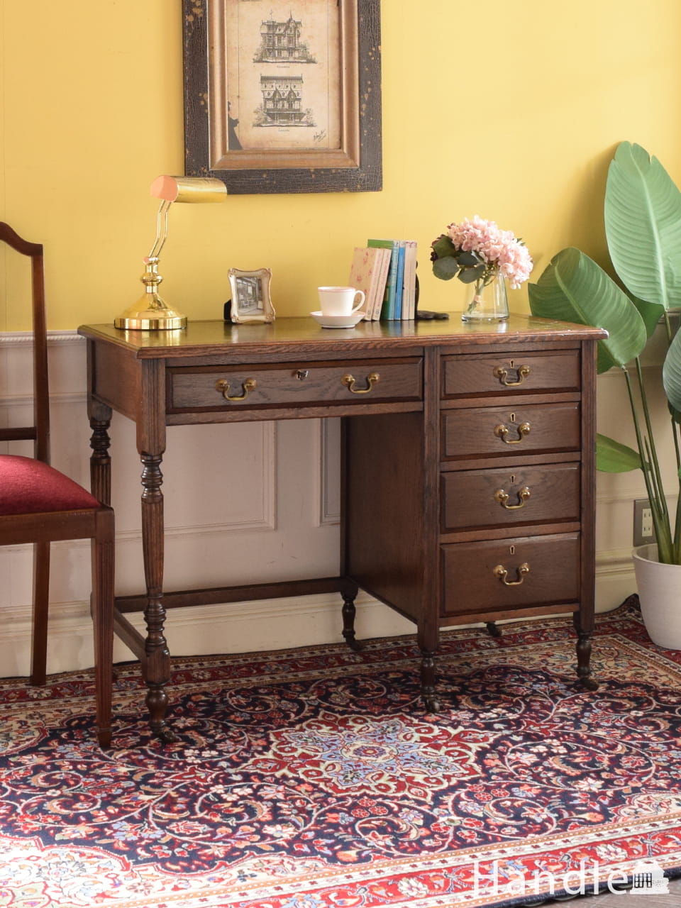 アンティークの書斎机、リモートワークに最適なワークデスク(j-2861-f