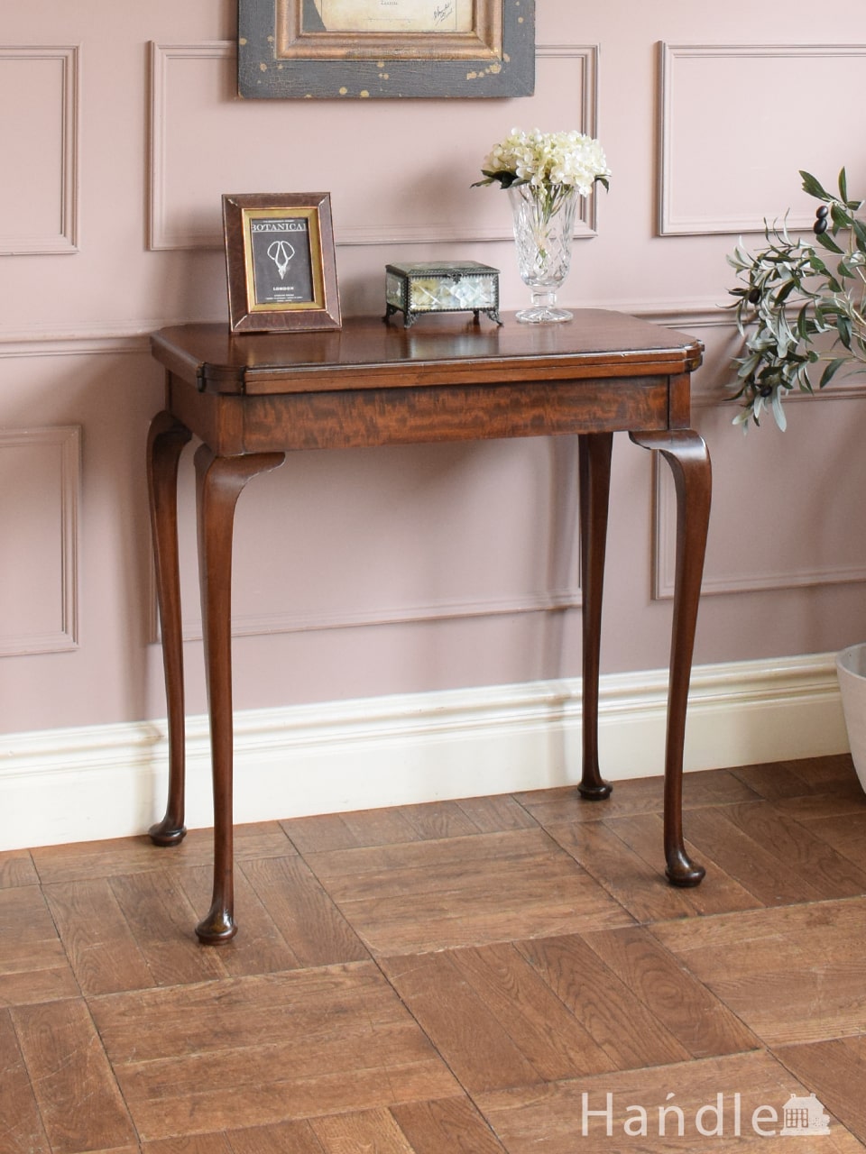 英国アンティークのゲームテーブル、ウォールナット材のコンソール