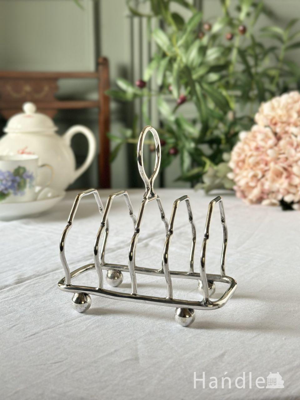 アンティークのおしゃれな調味料入れセット、シルバー×プレスドグラス