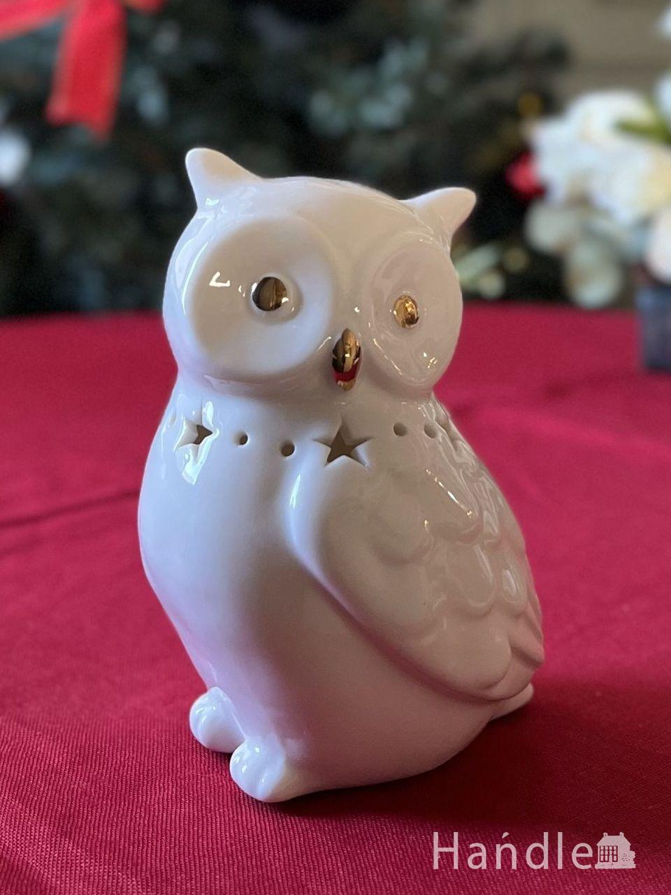 英国から届いた手作りのふくろうの置物、愛くるしい表情のウィン