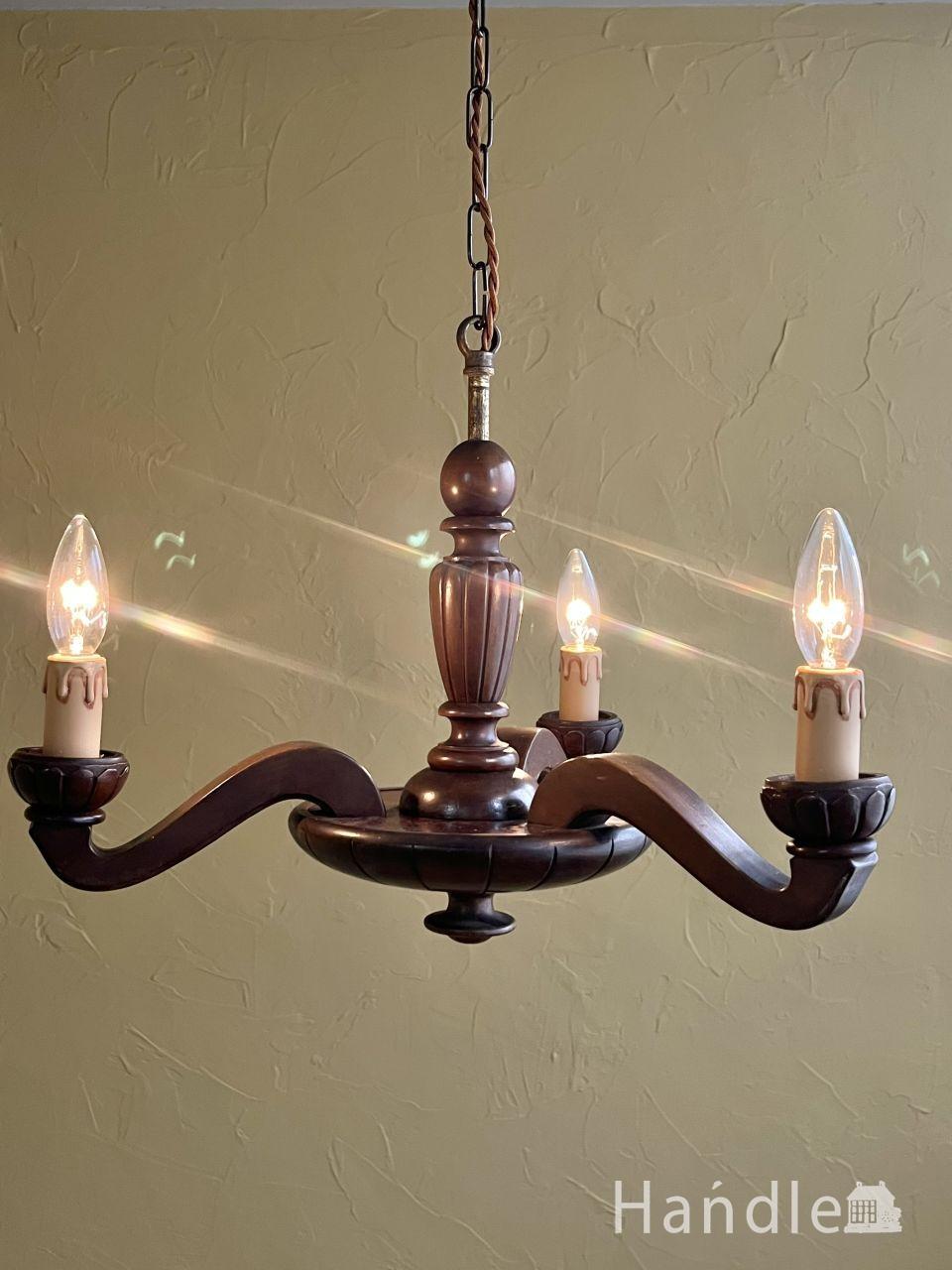 イギリスのアンティークシャンデリア、真鍮製の照明(6灯)（E17