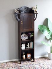 イギリスのおしゃれなアンティークのオープンシェルフ、オーク材の