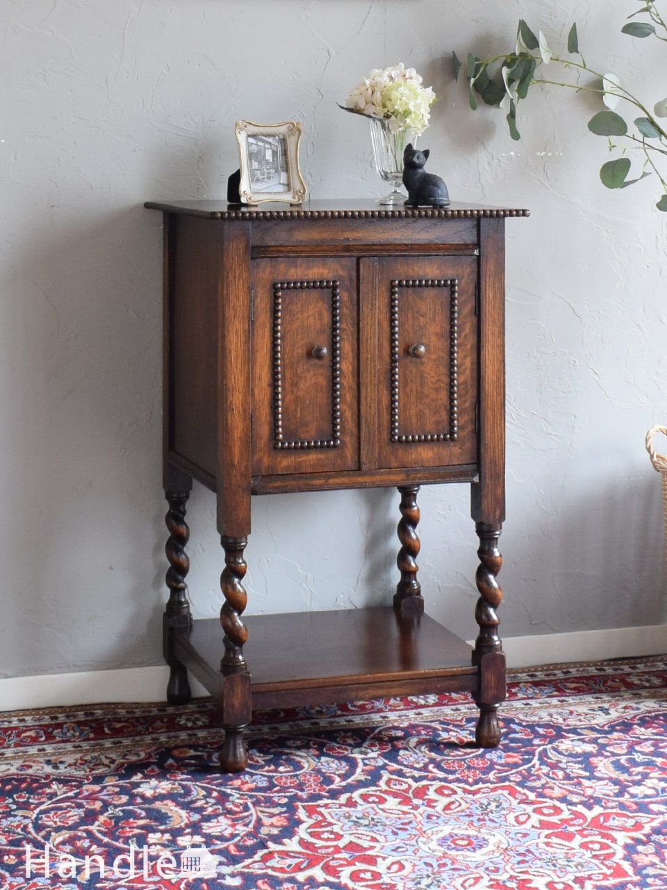 アンティーク ロイドルーム ベッドサイド テーブル（グリーン）(z-205