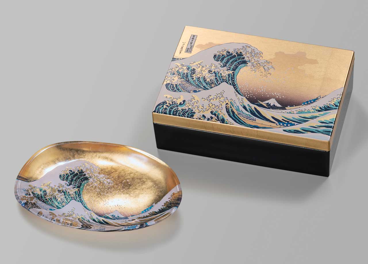 箔一 hakuichi 金箔 金沢箔 金沢 工芸品 箔名画 ガラストレー 波 (金