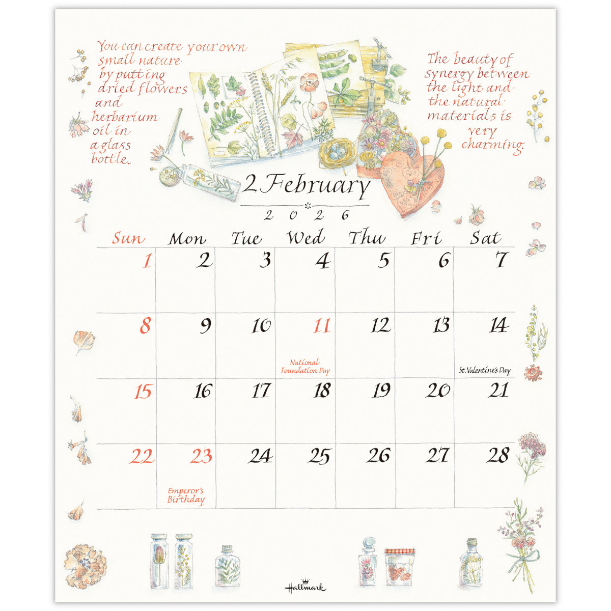 ハーブカタログ【壁掛け・卓上｜リングカレンダー小 2026】日本ホール