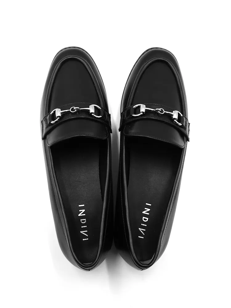 ブラック 【INDIVI】ローファー メタルビットローファー ブラック