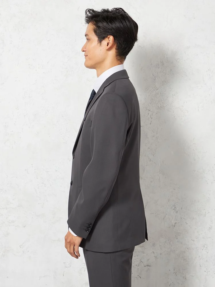 スーツ 2つボタン【WEB限定】上下ウォッシャブル ストライプ グレー