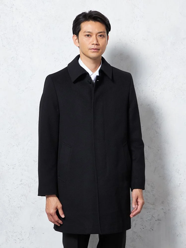 ネイビー 【防風】メルトンショートステンコート ストレッチ 無地 nero