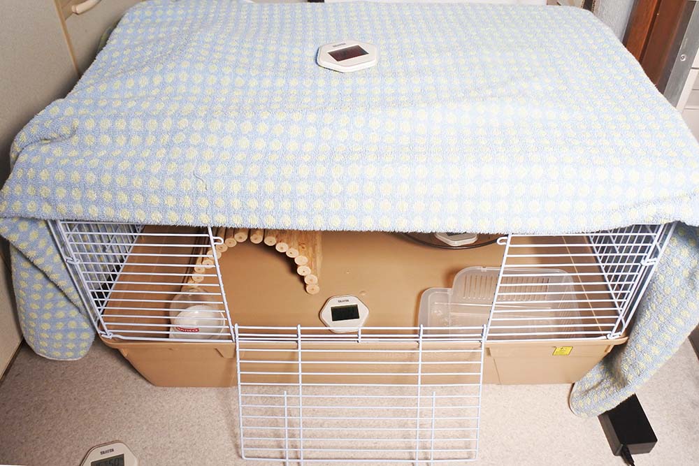 ハリネズミの寒さ対策：ケージの中を上から暖める「暖突」レビュー