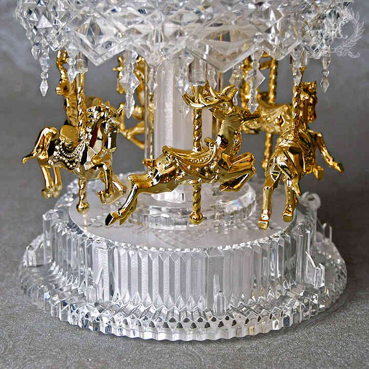 さくら【中古HARMONIERハルモニアアクリルLEDカルーセルオルゴール