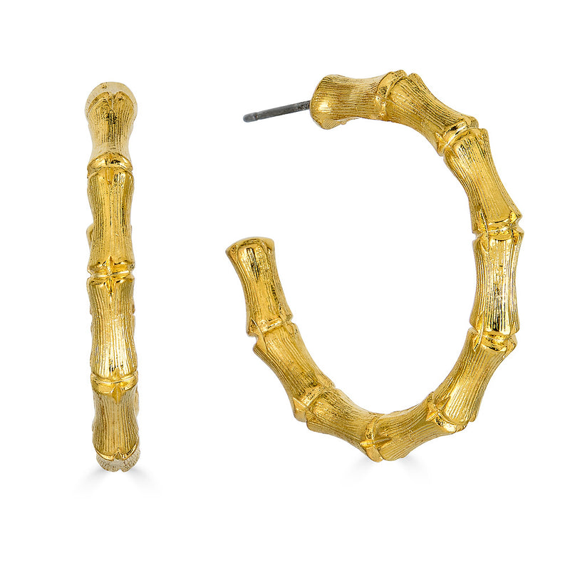 Kenneth Jay Lane Small Bamboo Hoop Earrings | HAUTEheadquarters