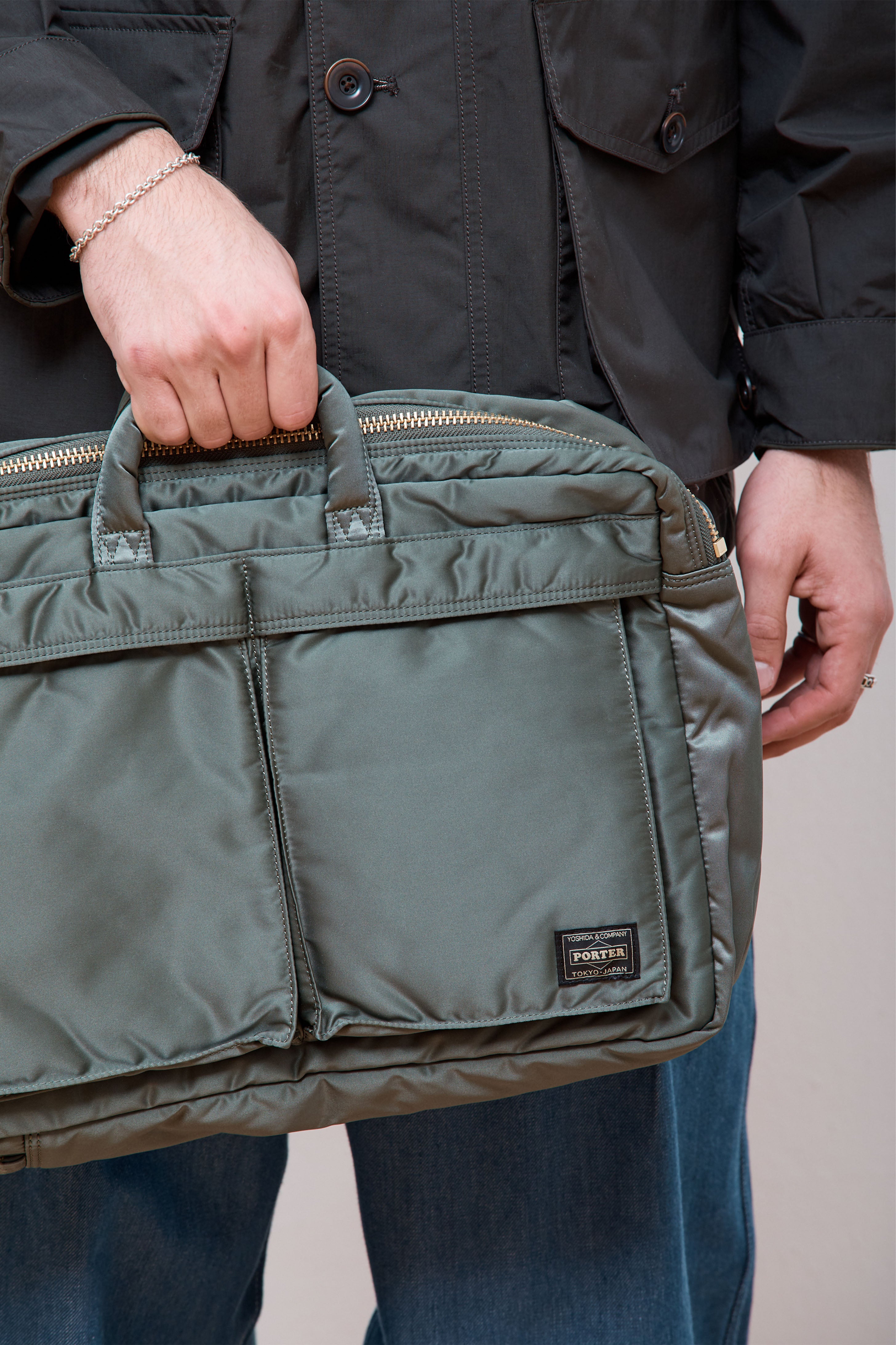 Porter Yoshida & Co. New Tanker 3Way Document Bag Sage Green