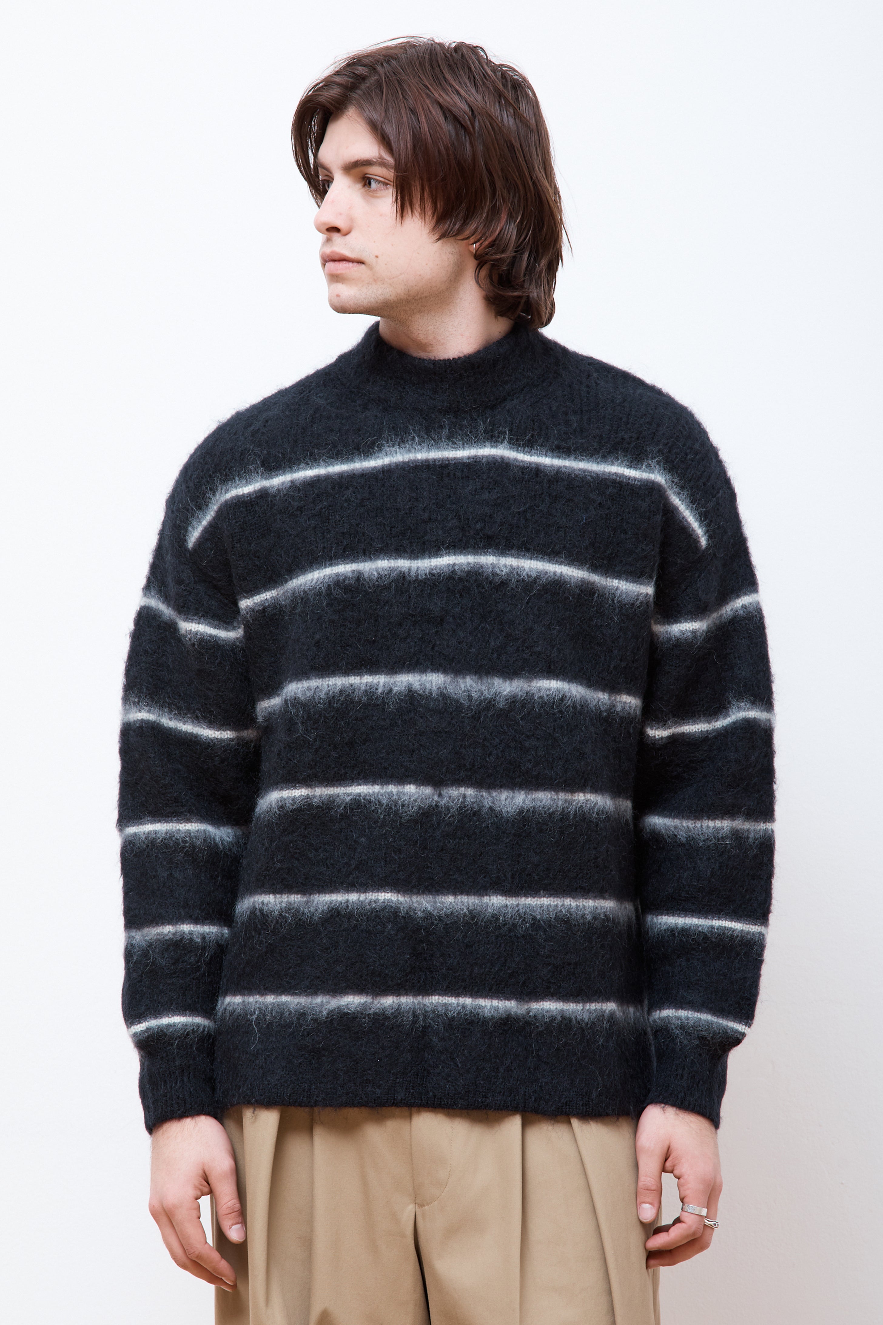 COMME des GARCONS HOMME Striped Mohair Sweater Black