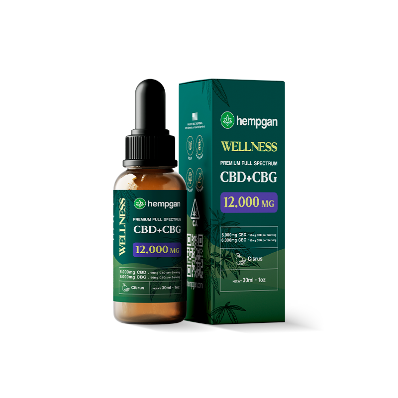 Oil CBD + CBG Wellness 12000mg - Full Spectrum - Hempgan CBD