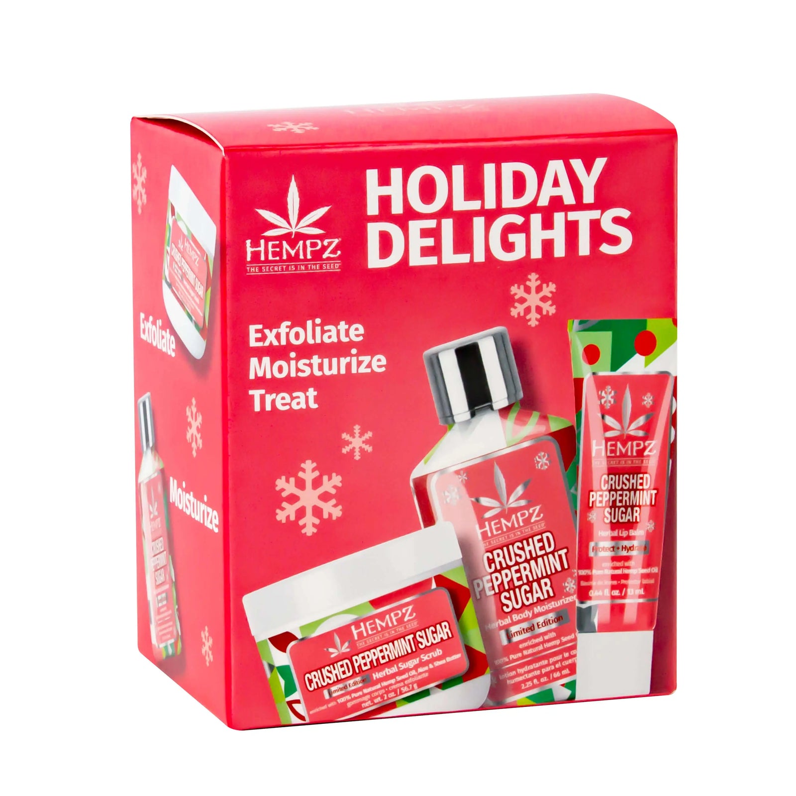 Hempz Holiday Delights Crushed Peppermint Mini Lotion, Lip Balm