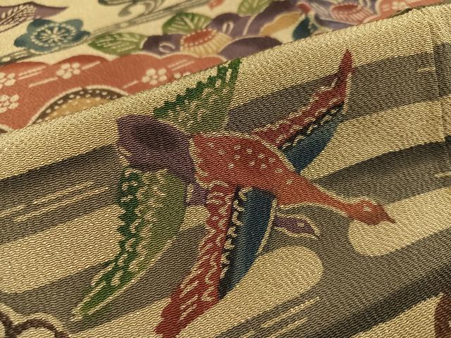 平和屋着物○西岡都巳二 紅型 訪問着 群鶴草花文 鬼