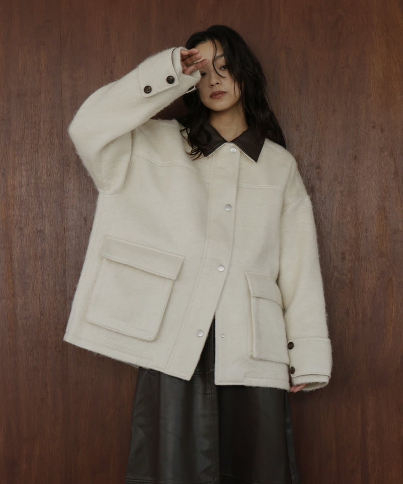 レザーカラーシャギーコート – hellam