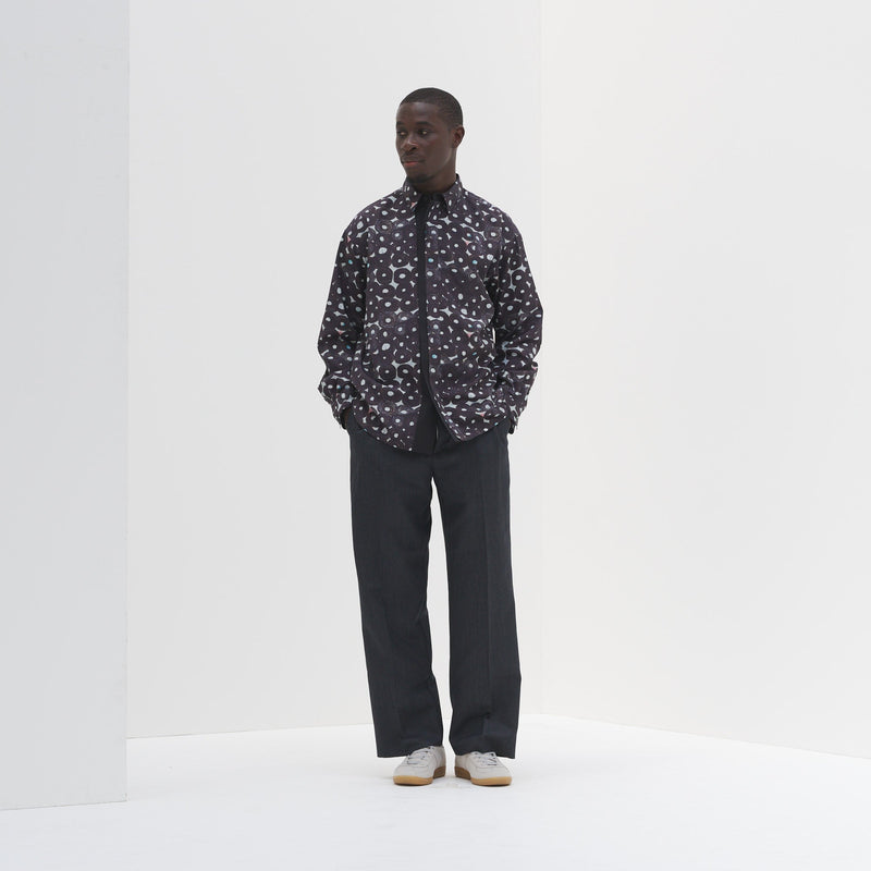 デザインシャツ（フライフロント）ブラックB「（無題）（丸