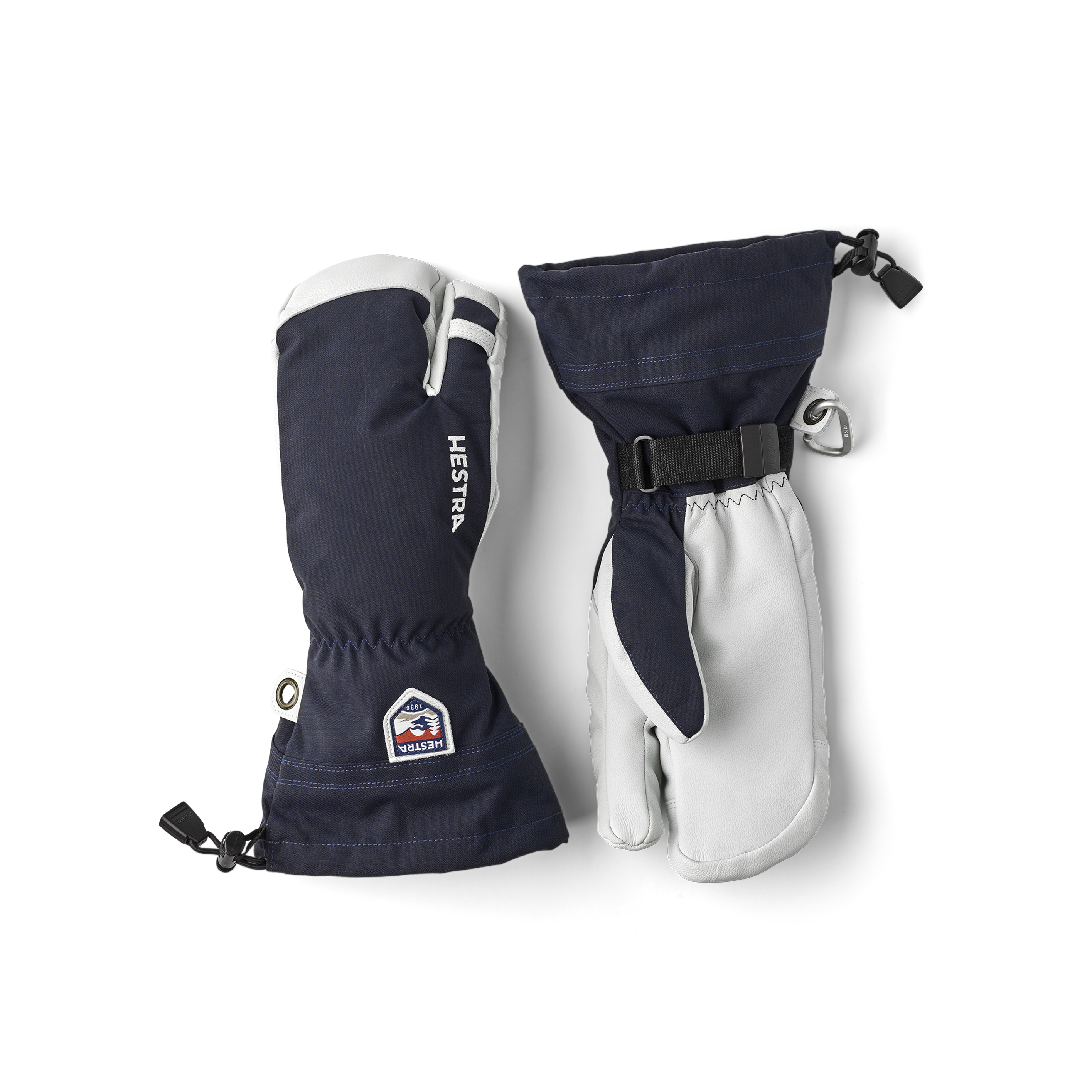 Army Leather Heli Ski 3-finger - Navy | Hestra Gloves