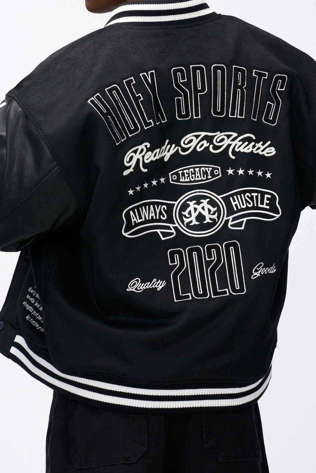 Padded Varsity Wool Jacket Black - HDEX