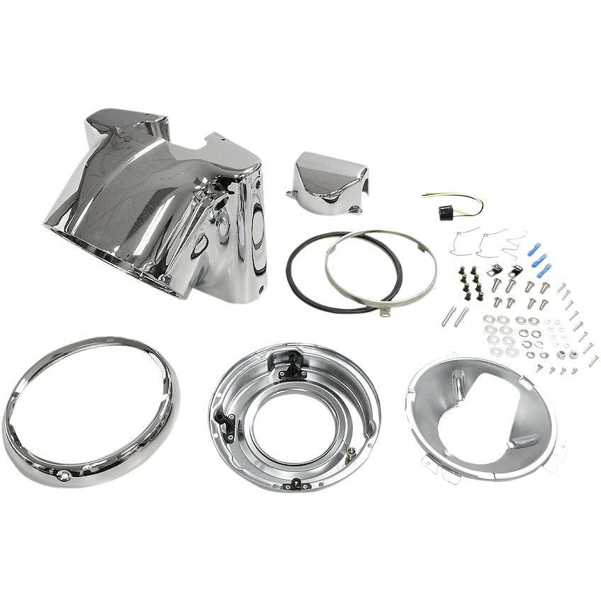Drag Specialties ヘッドライトナセルキット クローム |ハーレーパーツ