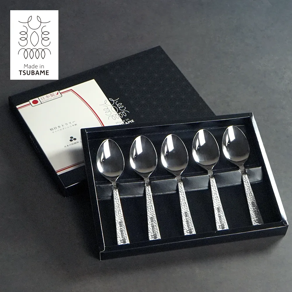 燕市製 槌目ティースプーン5本セット【販促花子ノベルティ】