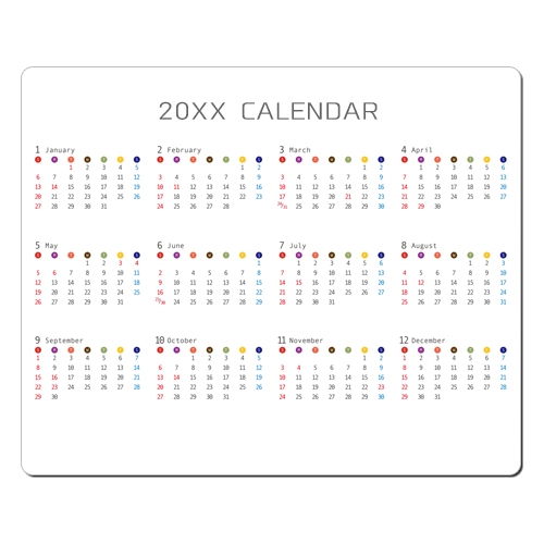 小ロットマウスパッドカレンダー(光学式対応)【販促花子ノベルティ】