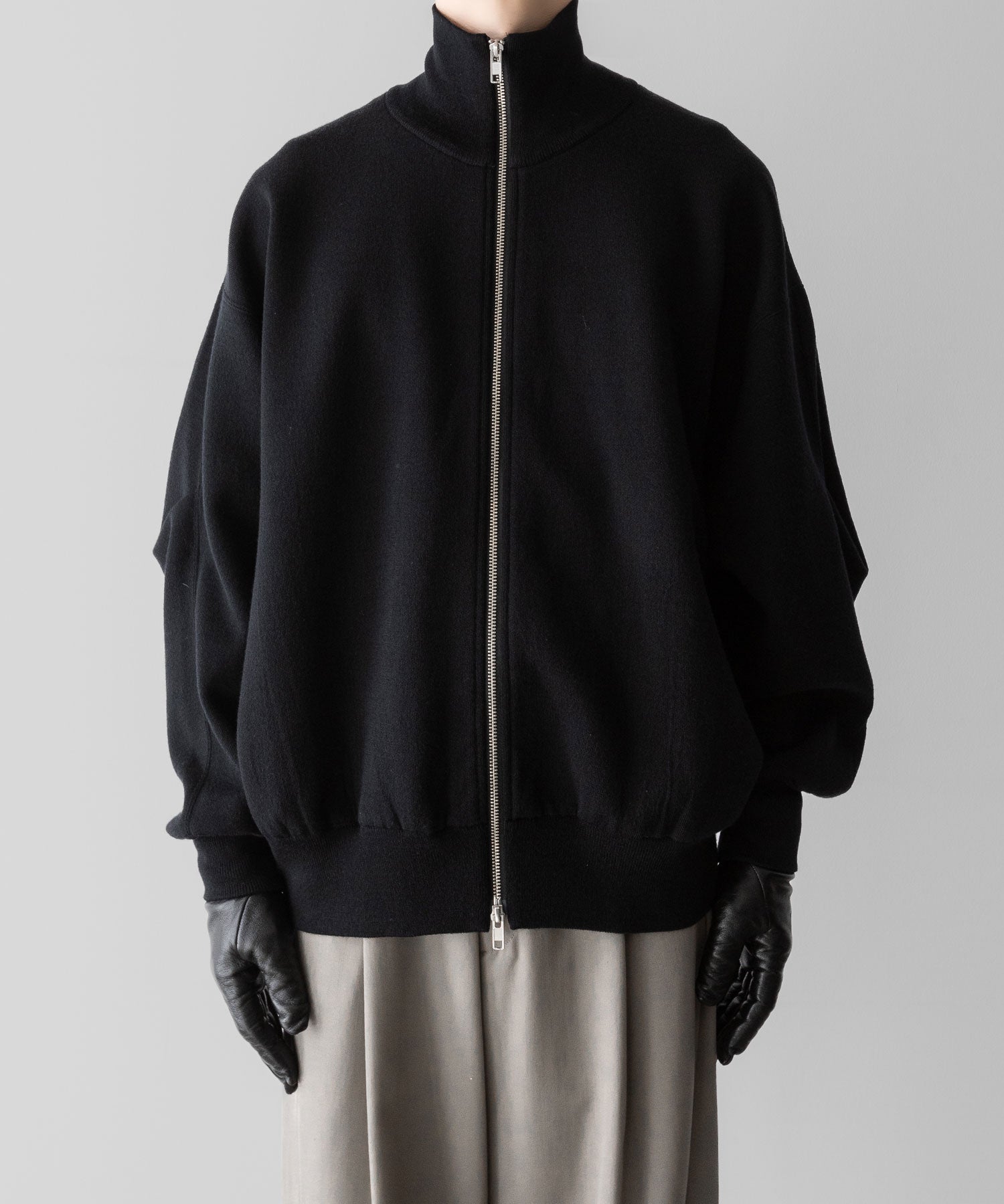 ssstein / シュタイン】OVERSIZED DOUBLE KNIT ZIP JACKET - BLACK