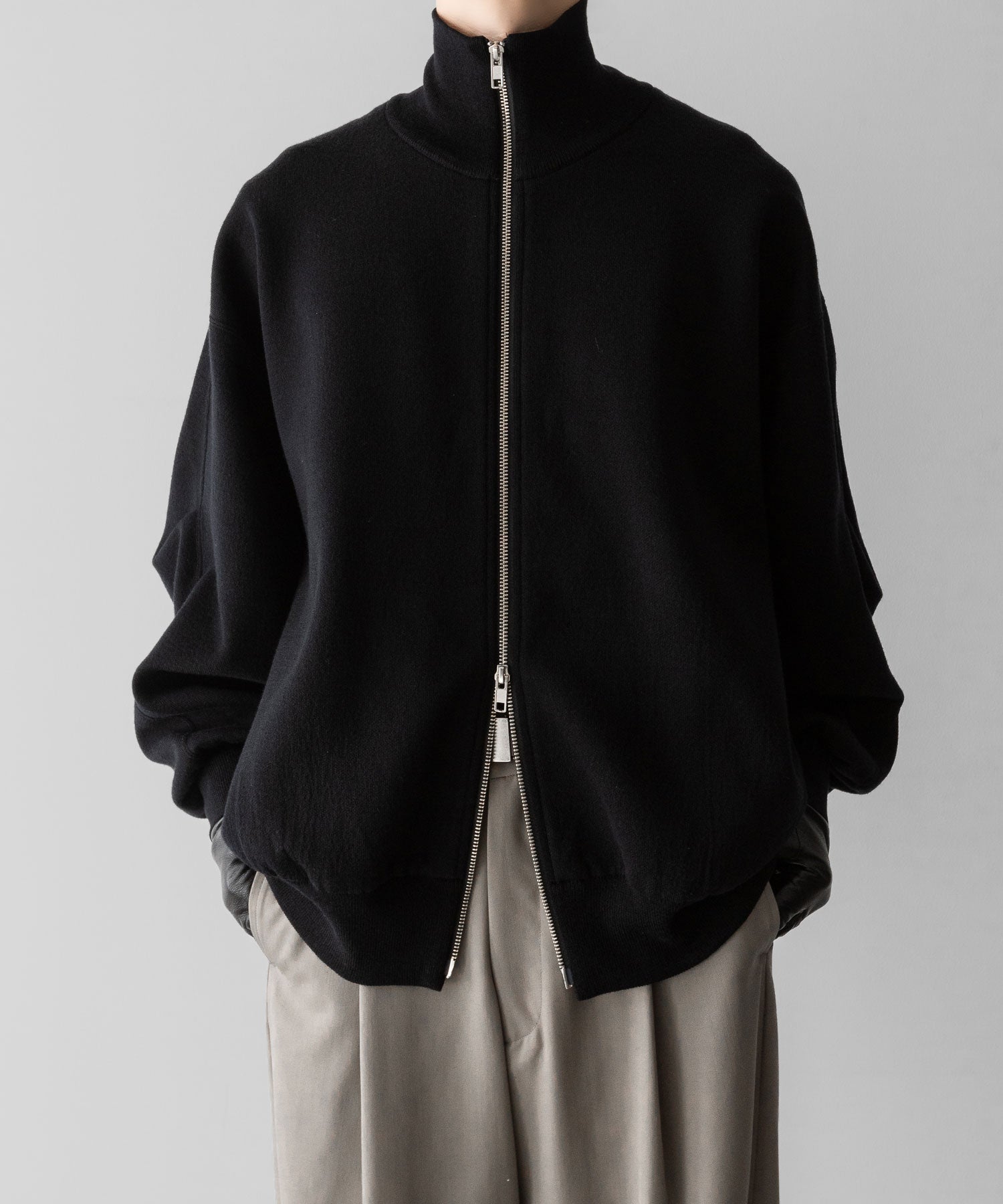 ssstein / シュタイン】OVERSIZED DOUBLE KNIT ZIP JACKET - BLACK