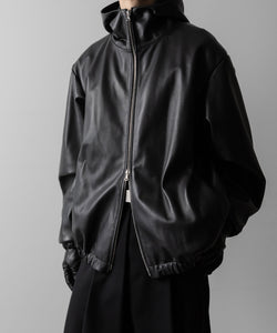 ssstein / シュタイン】LEATHER HOODED SHORT JACKET - DARK CHARCOAL