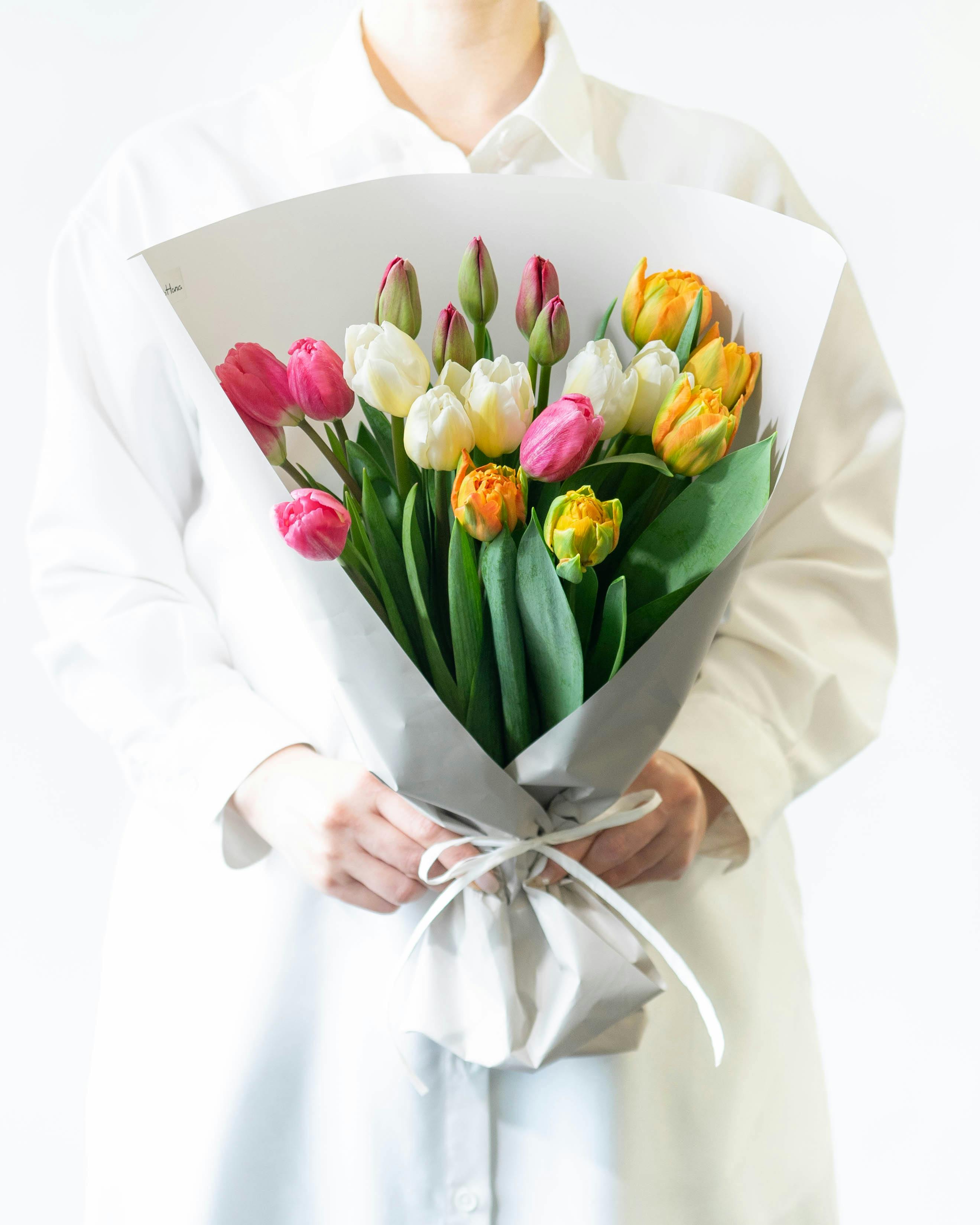 産地直送 チューリップ アソート 4品種×5本（ラッピング付き）／新潟