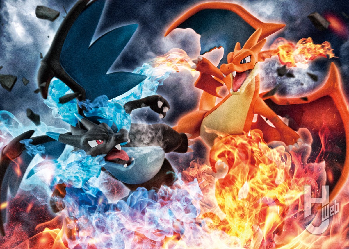 今月受注開始の「メガリザードンX & メガリザードンY」のフィギュアを