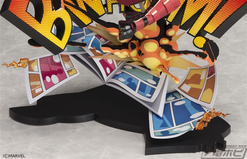 デッドプールを第四の壁をぶち破ぶるポーズで立体化！「MARVEL展」で