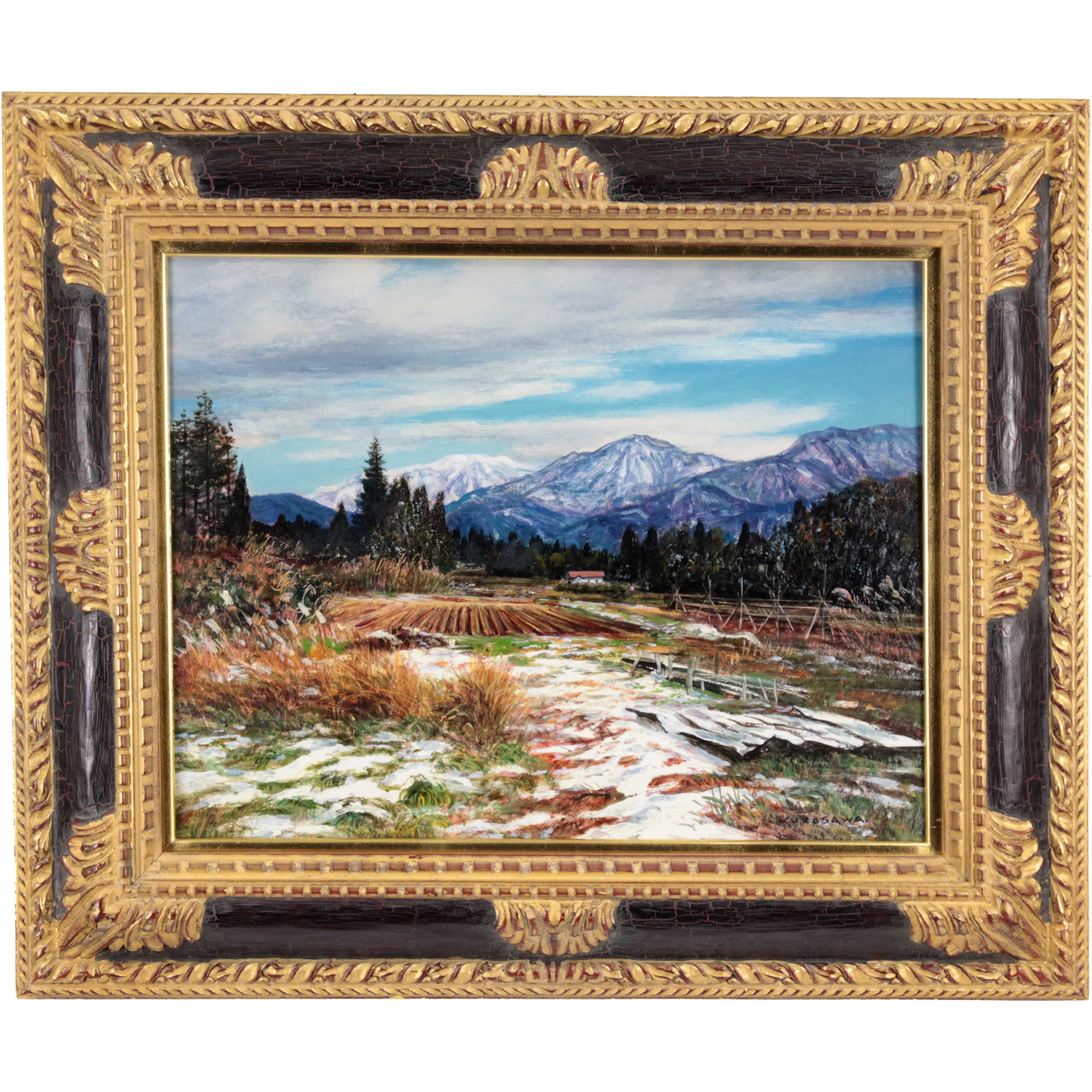 黒澤信男 『初雪の朝（白馬村）』 油彩画 - 北海道画廊