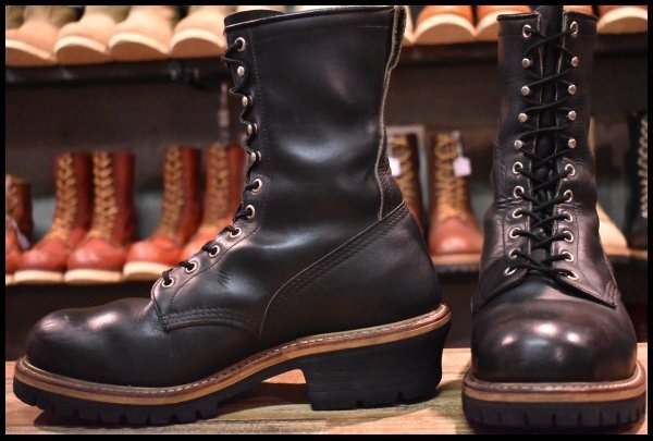9.5EE 良品 PT91刺繍】レッドウィング 2218 ロガー 黒 ブラック