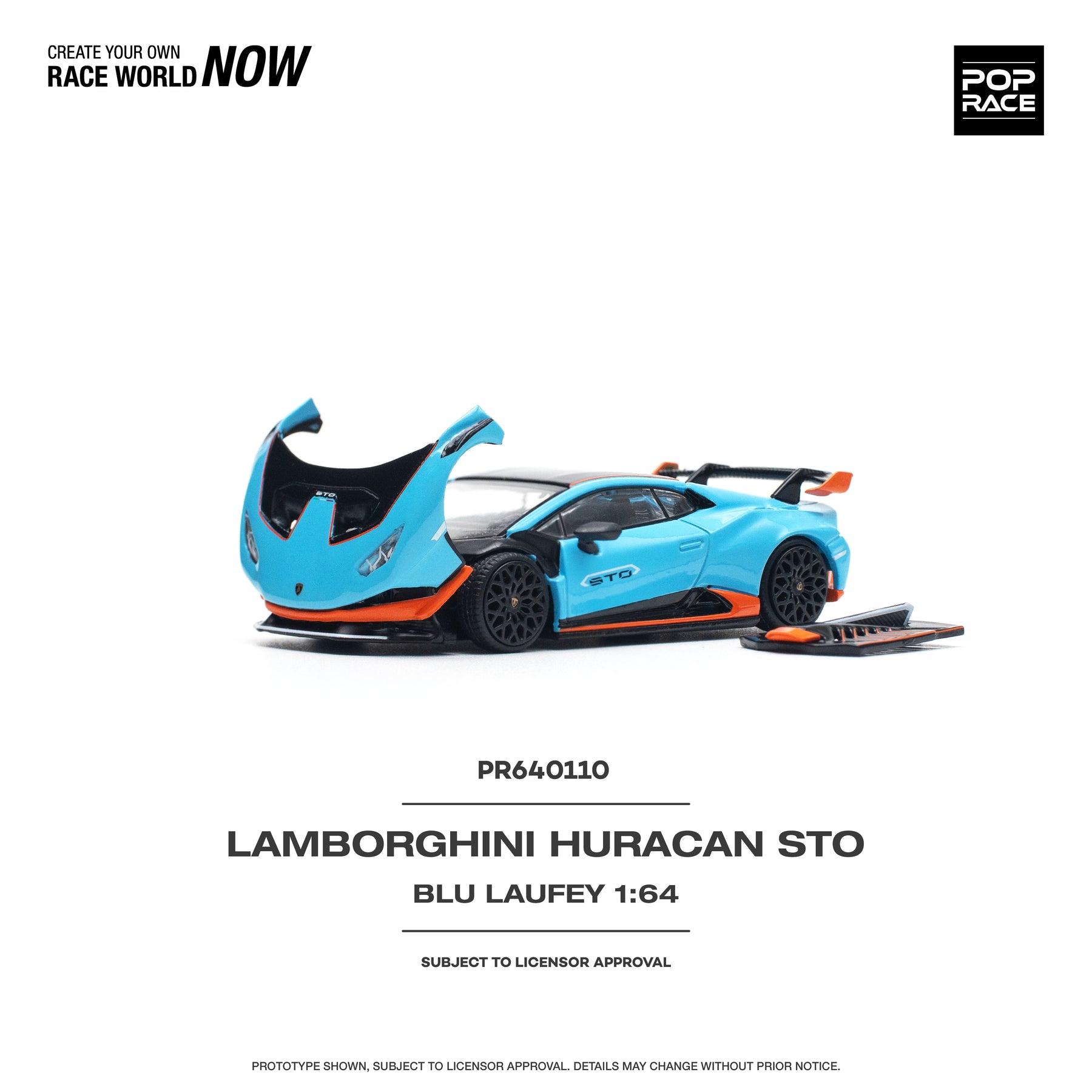 POPRACE 1:64 LAMBORGHINI HURACÁN STO BLU LAUFEY/ARANCIO XANTO