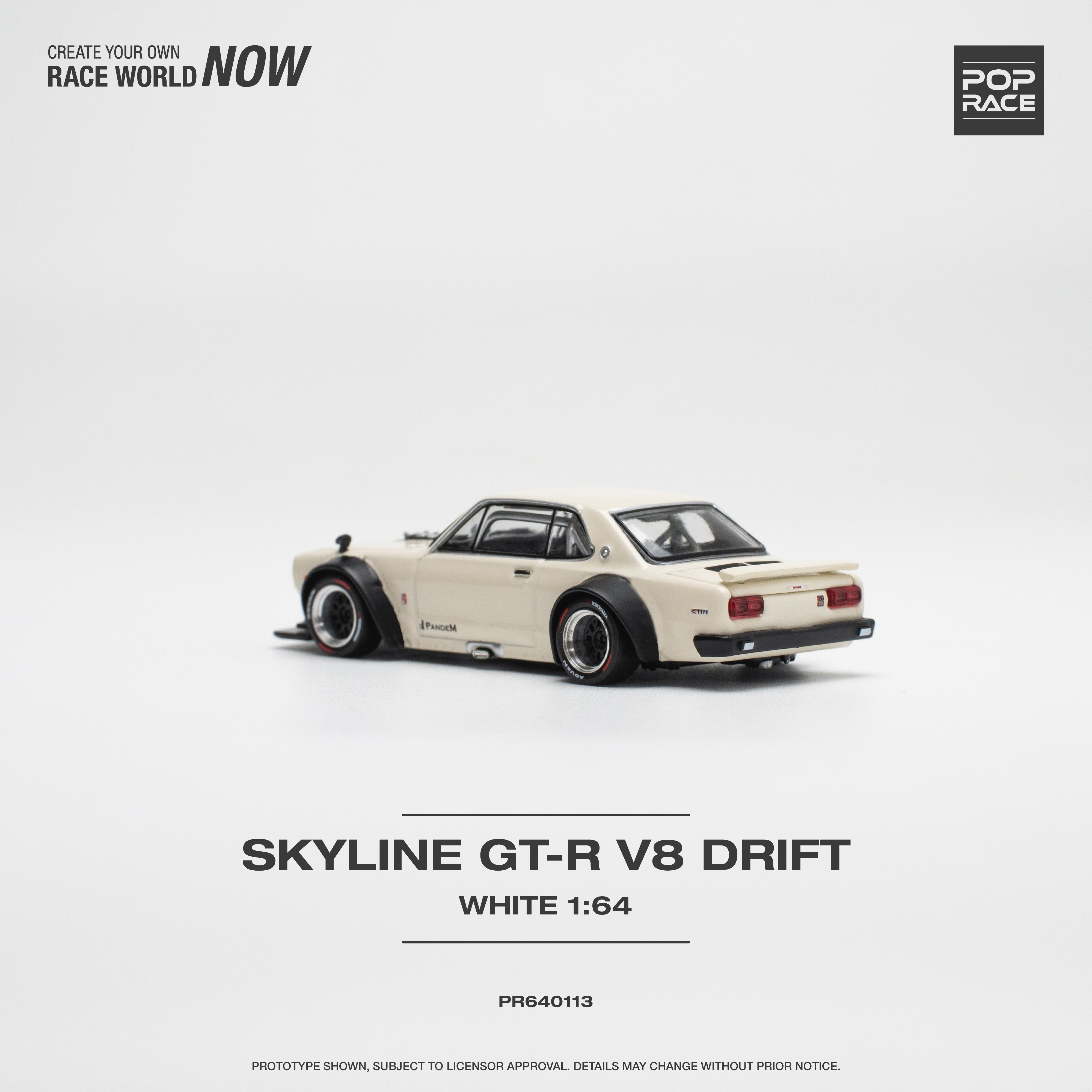 POPRACE 1:64 SKYLINE GT-R V8 DRIFT (HAKOSUKA) - WHITE PR640113