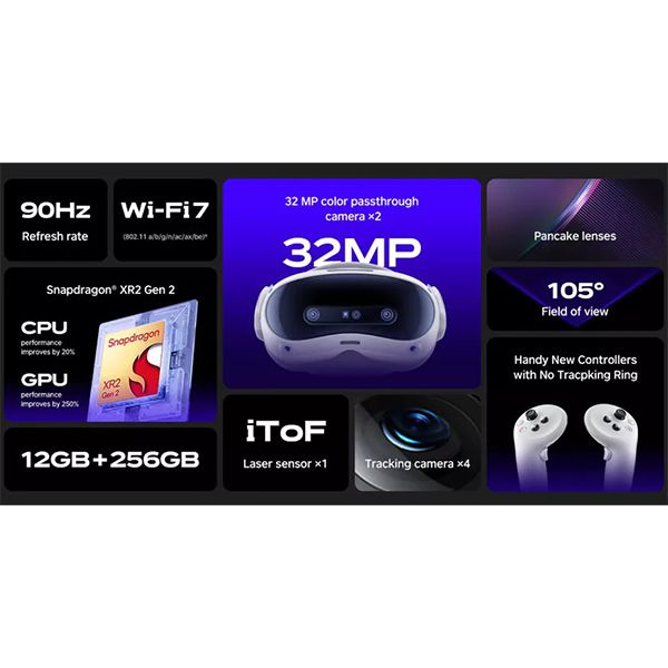 PICO 4 Ultra Headset Wi-Fi Virtual Reality (12GB+256GB/105° FOV