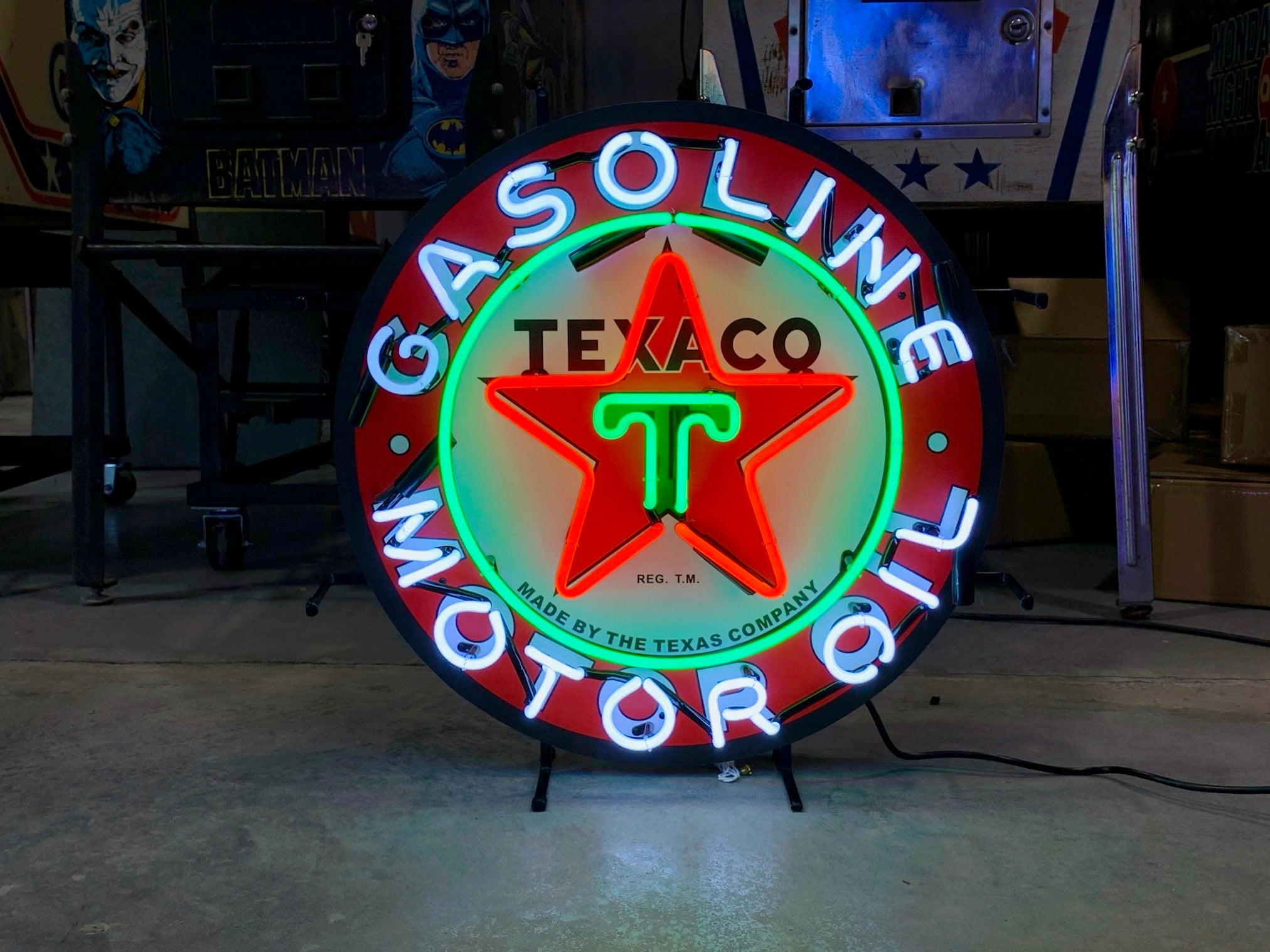 TEXACO GASOLINE MOTOR OIL NEON SIGN - Ready for Your Garage, Game